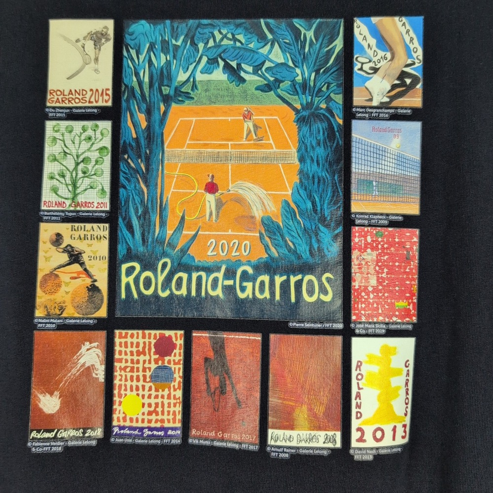 Roland Garros Tennis Graphic T-Shirt Men's L Navy Blue Back Print 2020 Poster